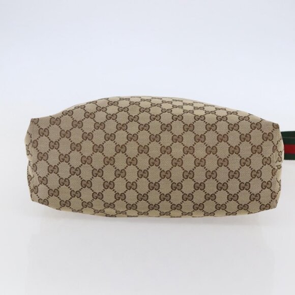 GUCCI GG Canvas Web Sherry Line Shoulder Bag Beige Silver - Picture 7 of 16